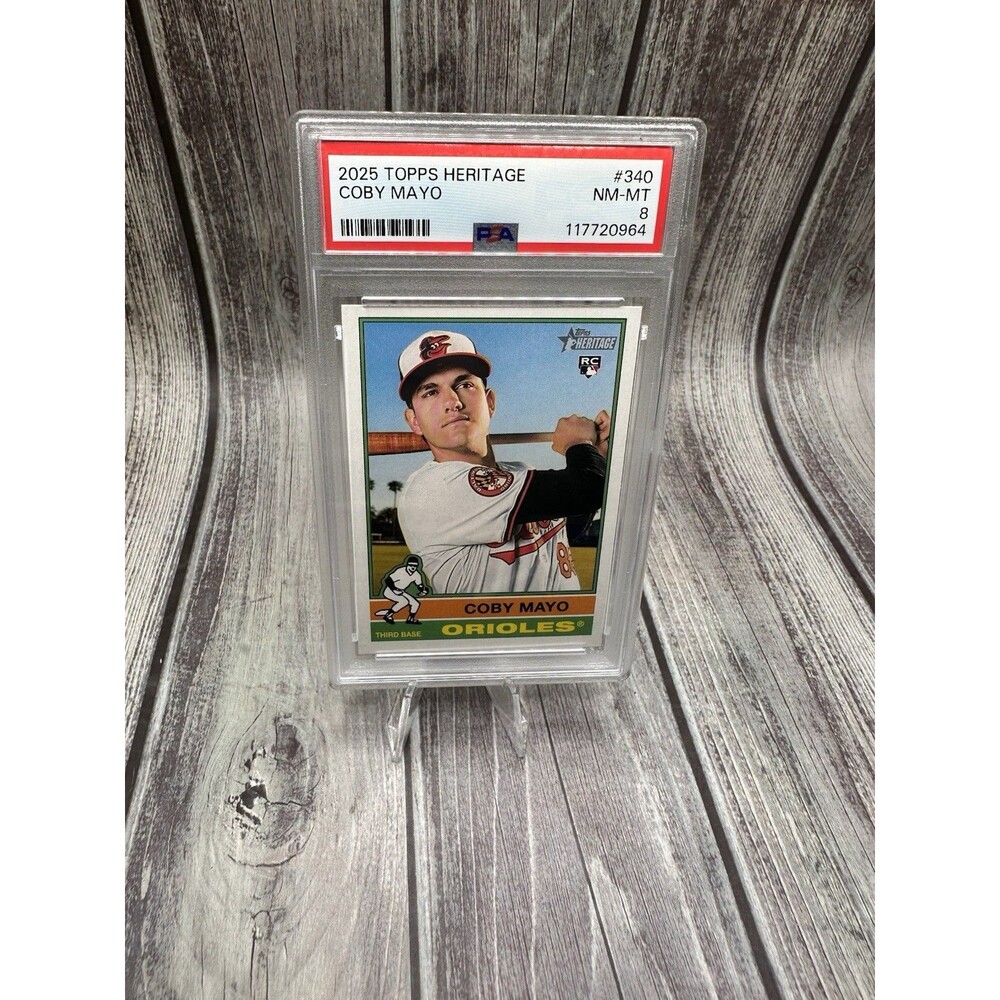 2025 TOPPS HERITAGE #340 COBY MAYO ROOKIE RC PSA Nm/mt 8 Baltimore Orioles